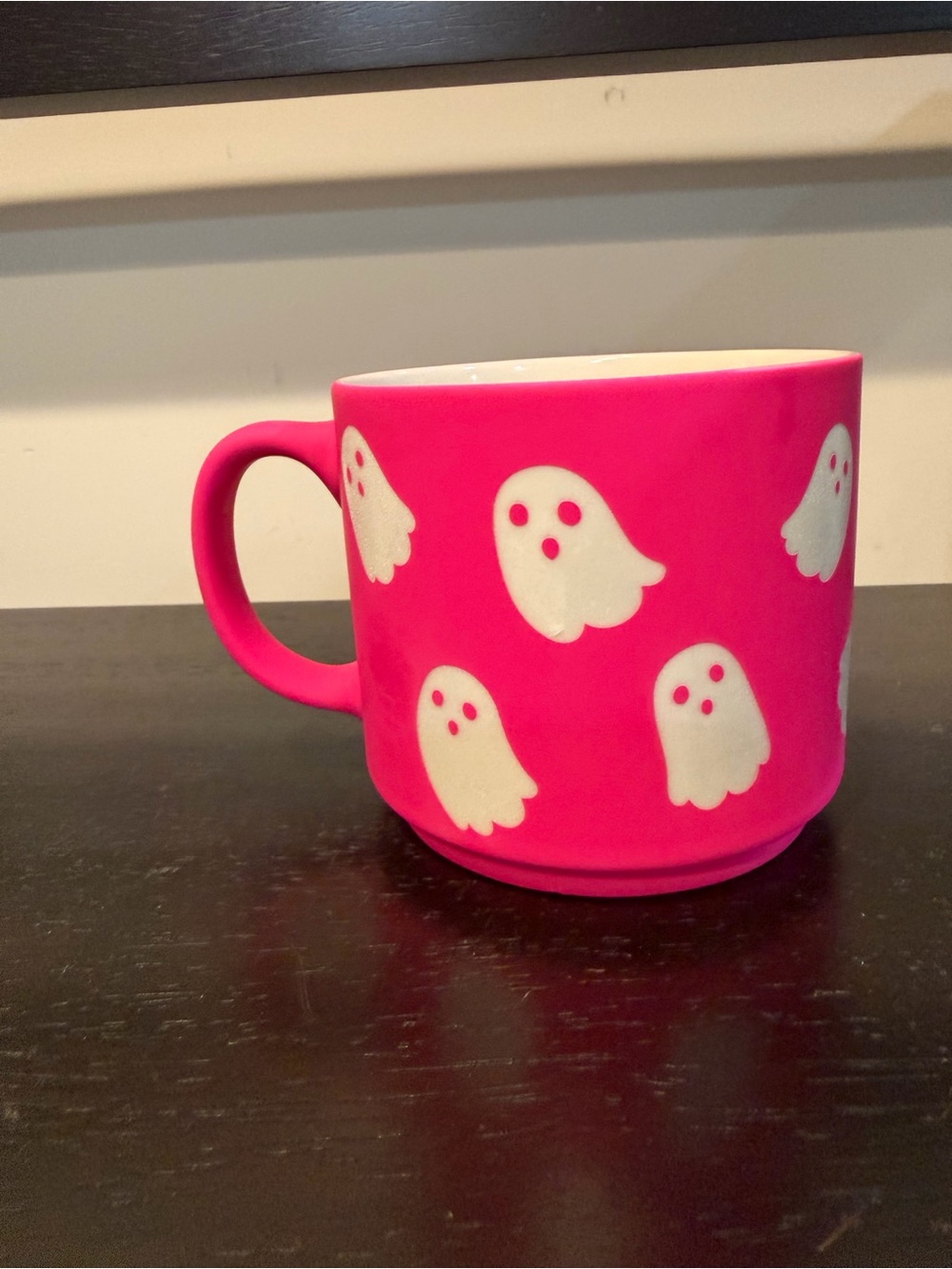 Sunday Morning Ceramics "Too Cute To Spook" Hot Pink Ghost Mug - Picture 4 of 7